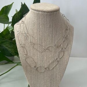 Rare Silpada ‘Lasting Impressions’ Sterling Silver Oval Link Long Necklace